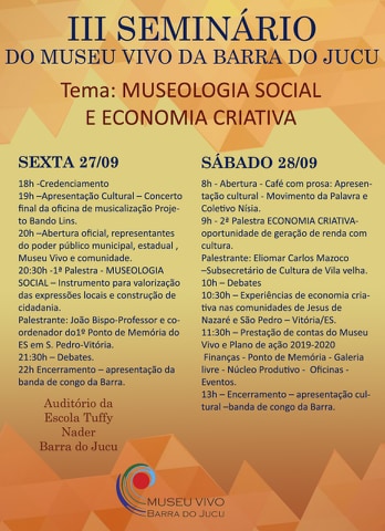 Museologia Social e Economia Criativa são temas do III Seminário realizado pelo Museu Vivo