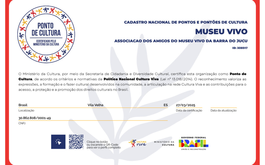Museu Vivo da Barra do Jucu recebe Certificado do Ministério da Cultura