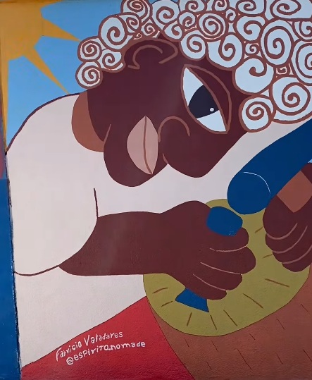 Mural realizado por artista barrense conta a história do congo da Barra do Jucu